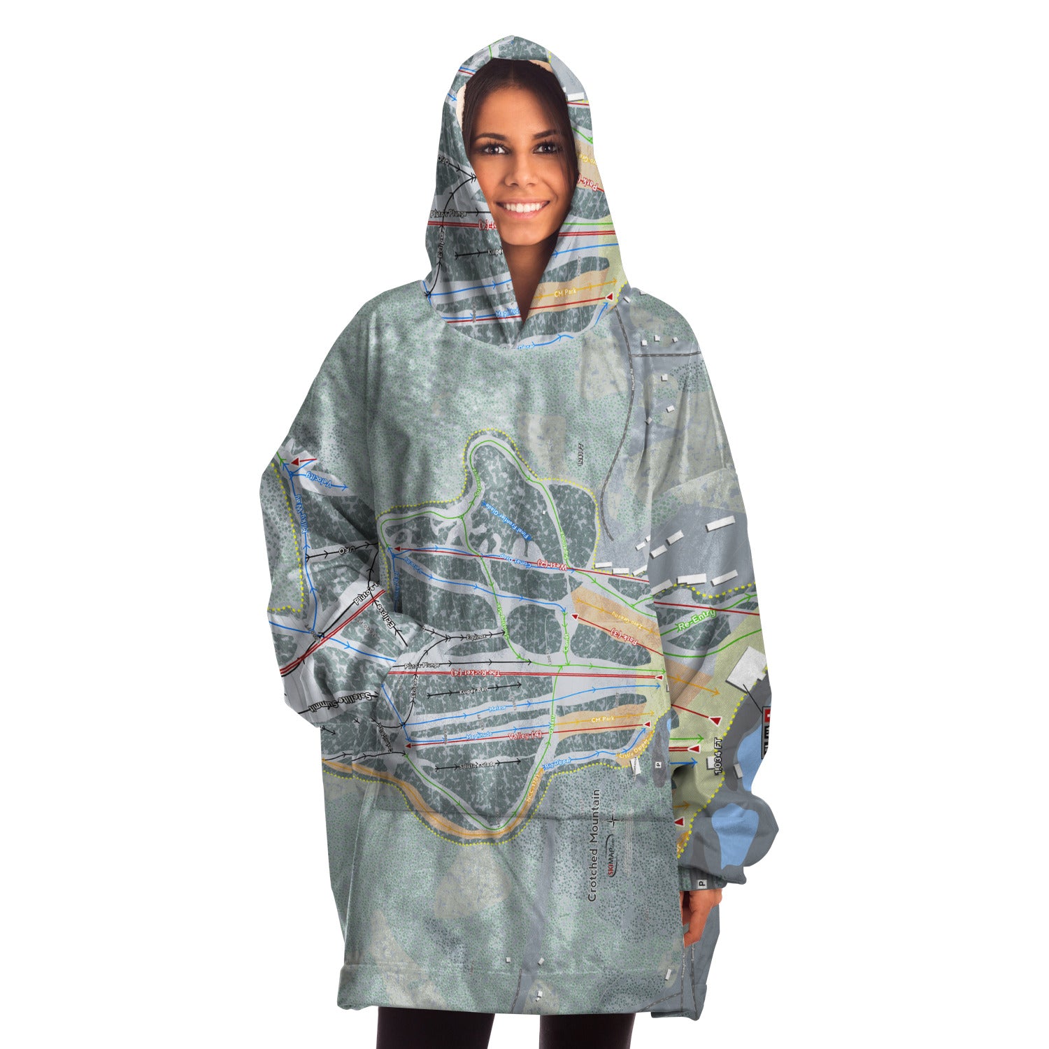Crotched Mountain, New Hampshire Ski Trail Map - Snug Hoodie - Powderaddicts