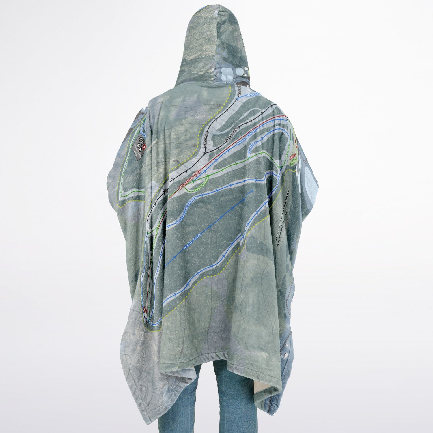 Dartmouth Skiway, New Hampshire Ski Resort Map Flannel Blanket Poncho