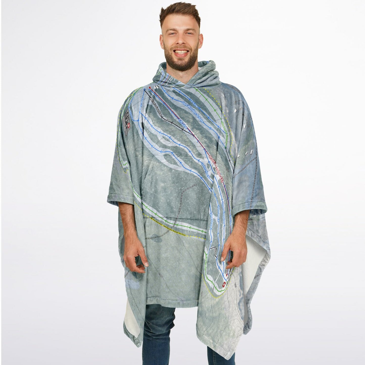 Dartmouth Skiway, New Hampshire Ski Resort Map Flannel Blanket Poncho