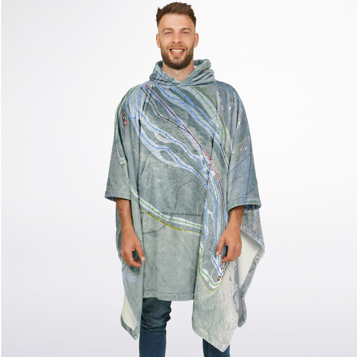 Dartmouth Skiway, New Hampshire Ski Resort Map Flannel Blanket Poncho