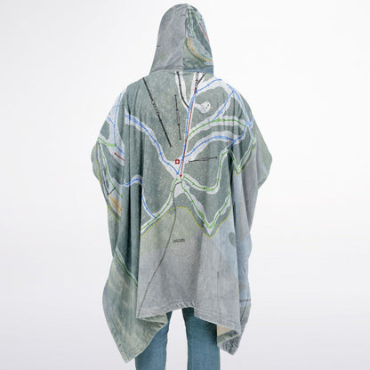 Whaleback Mountain, New Hampshire Ski Resort Map Flannel Blanket Poncho