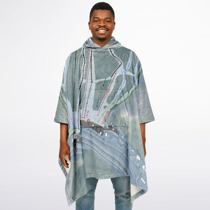 Whaleback Mountain, New Hampshire Ski Resort Map Flannel Blanket Poncho