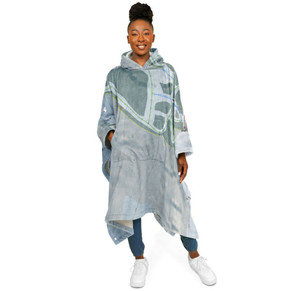 Cazenovia, New York Ski Resort Map Flannel Blanket Poncho