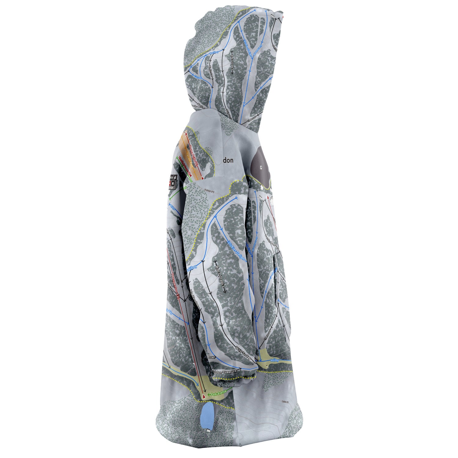 Hogadon, Wyoming Ski Trail Map Snug Hoodie