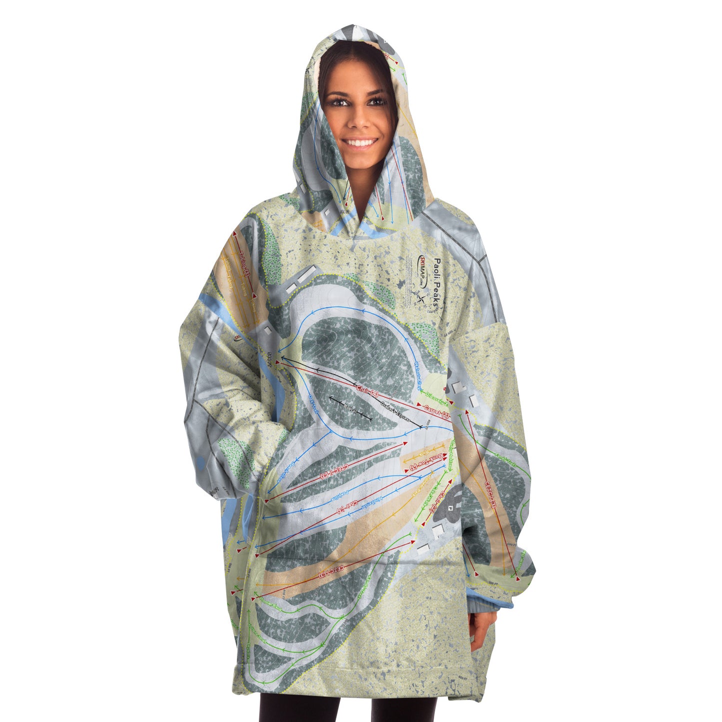 Paoli Peaks, Indiana Ski Trail Map - Snug Hoodie - Powderaddicts