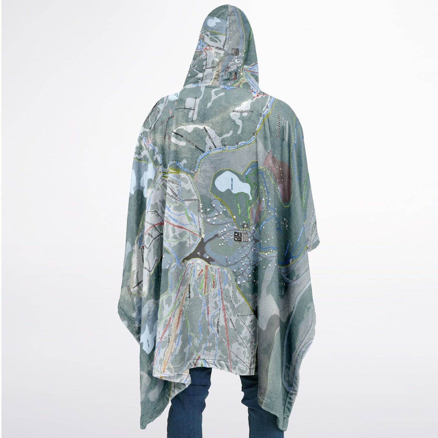 Solitude, Utah Ski Resort Map Flannel Blanket Poncho