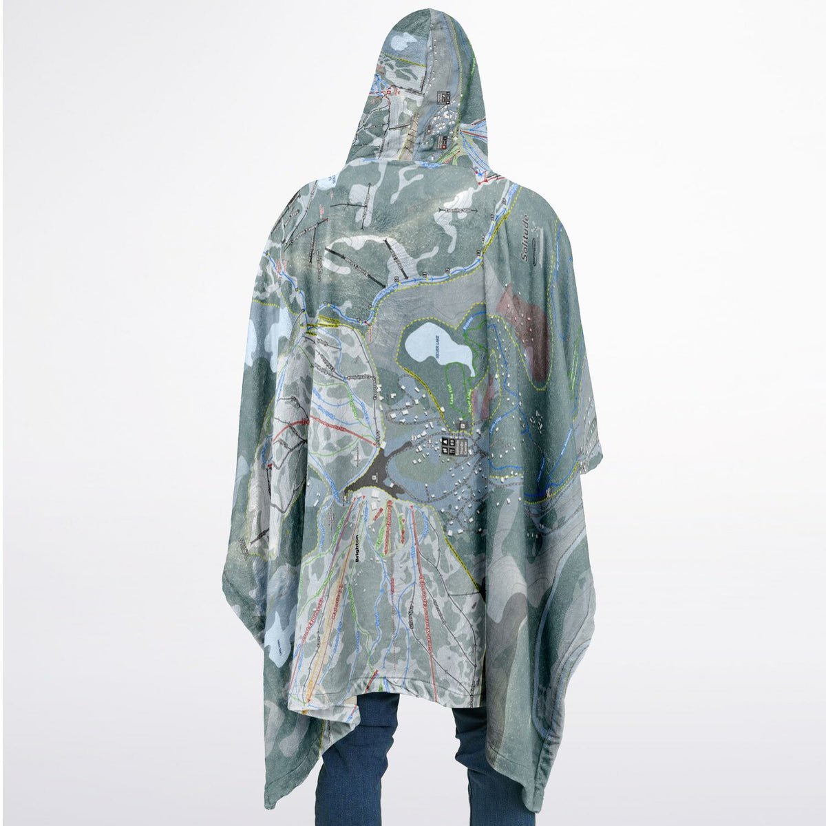 Solitude, Utah Ski Resort Map Flannel Blanket Poncho