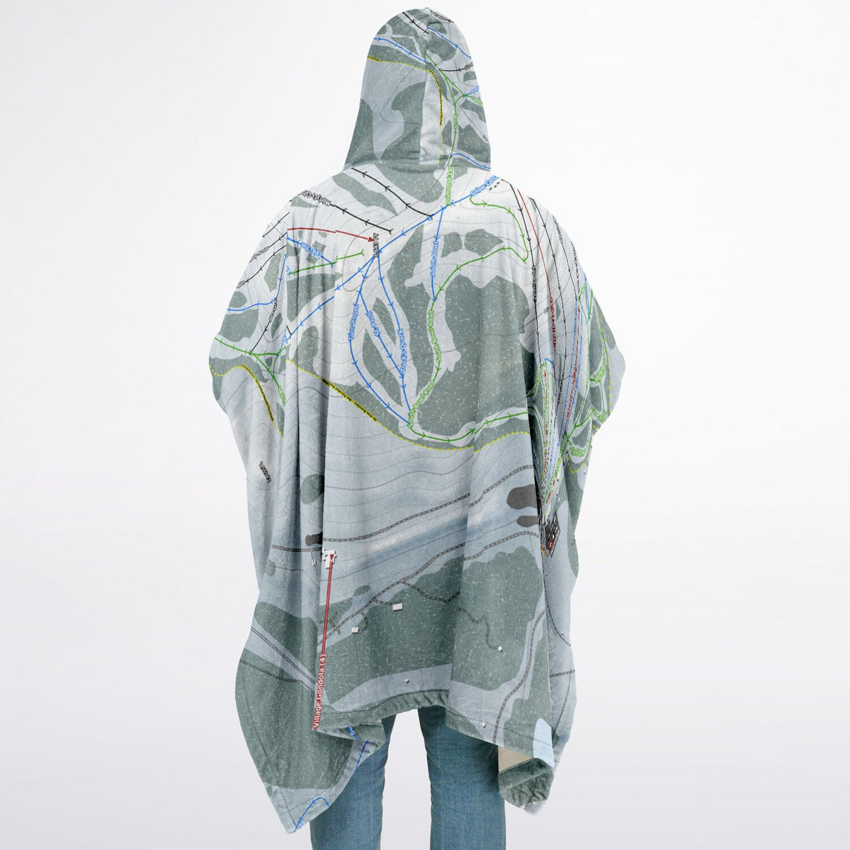 Donner Ski Ranch, California Ski Resort Map Flannel Blanket Poncho