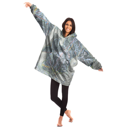 Whitefish Mountain, Montana Ski Trail Map - Snug Hoodie - Powderaddicts