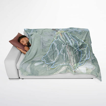 Magic Mountain, Vermont Ski Resort Map Flannel Blanket Poncho