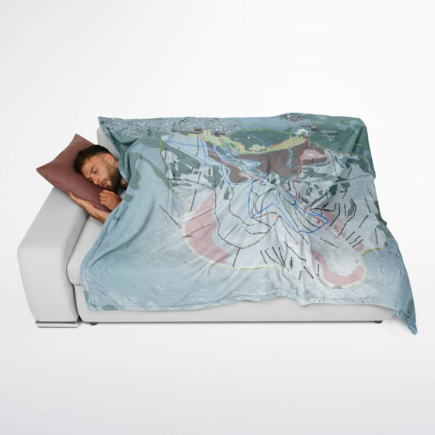 Alyeska, Alaska Ski Resort Map Flannel Blanket Poncho