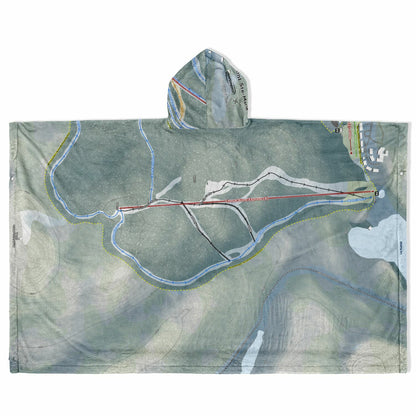 Mont Ste-Marie, Quebec Ski Resort Map Flannel Blanket Poncho