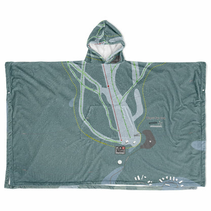 Wapiti Ski Club, British Columbia Ski Resort Map Flannel Blanket Poncho