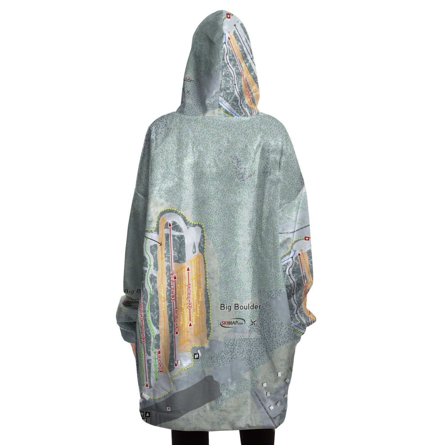 Big Boulder, Pennsylvania Ski Trail Map Snug Hoodie