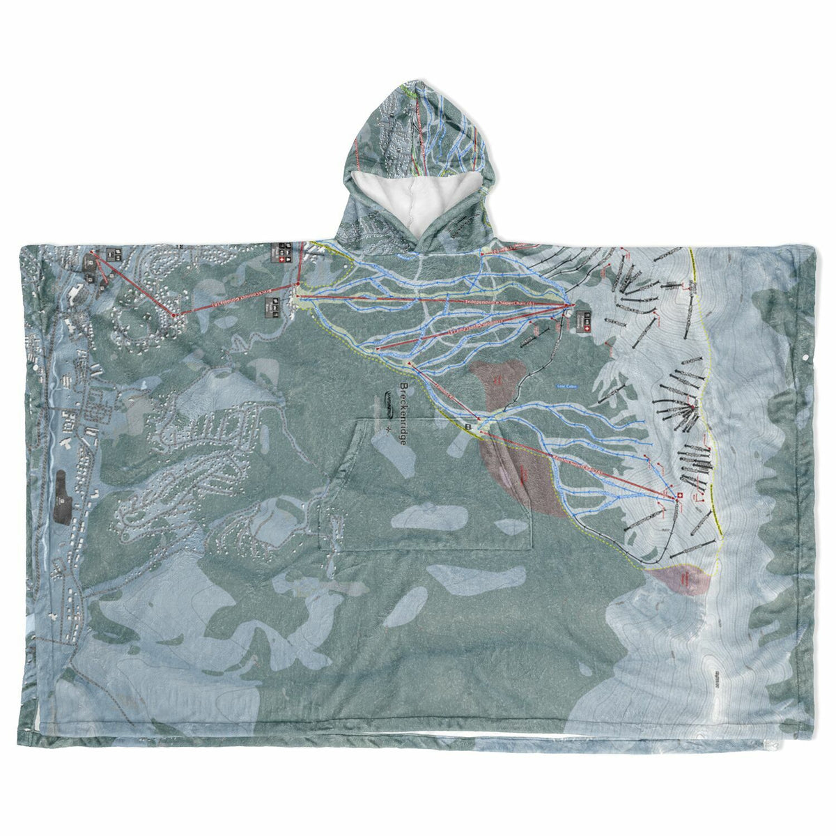 Breckenridge, Colorado Ski Resort Map Flannel Blanket Poncho