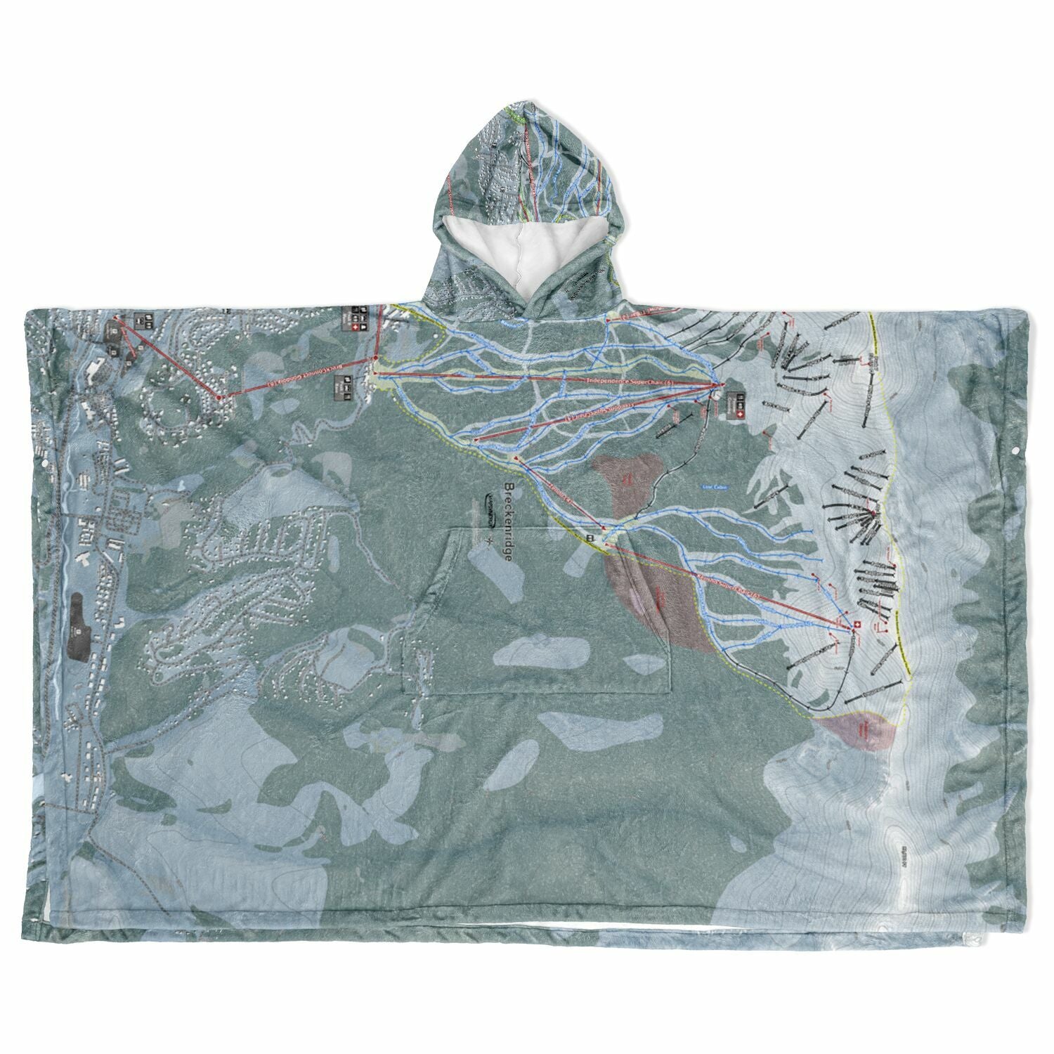 Breckenridge, Colorado Ski Resort Map Flannel Blanket Poncho