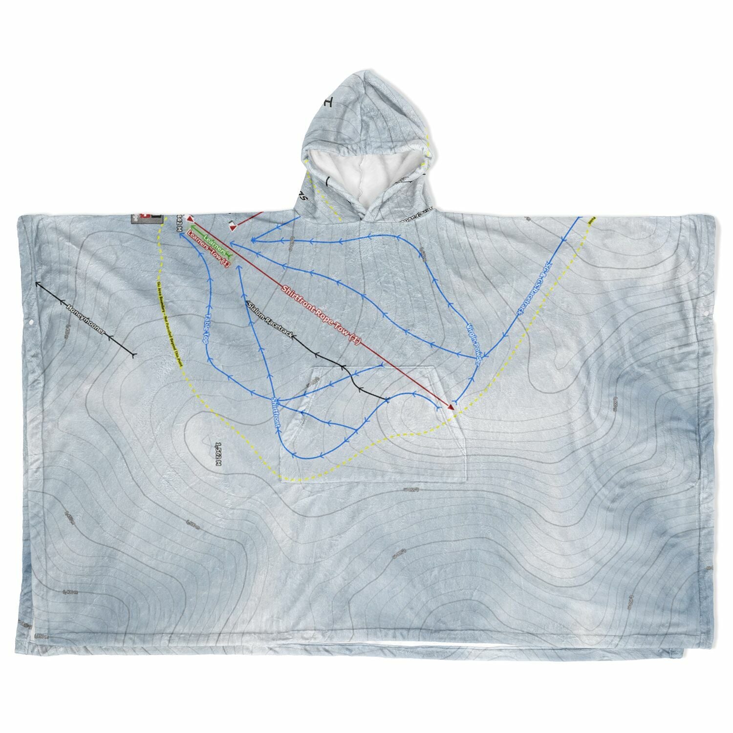 Hanmer Springs, New Zealand Ski Resort Map Flannel Blanket Poncho