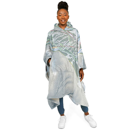 Ski Apache, New Mexico Ski Resort Map Flannel Blanket Poncho