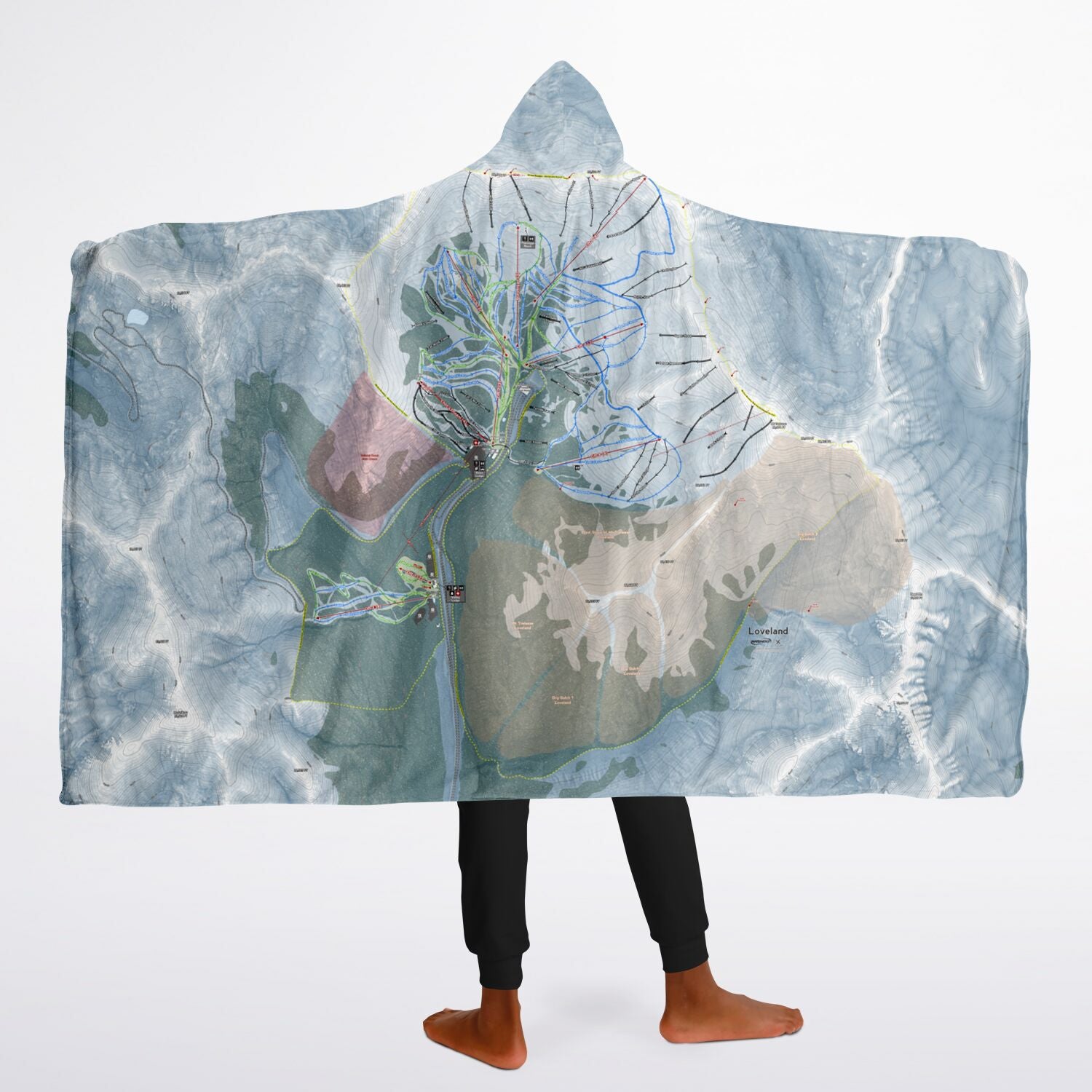 Loveland, Colorado Ski Trail Map - Youth Hooded Blanket - Powderaddicts