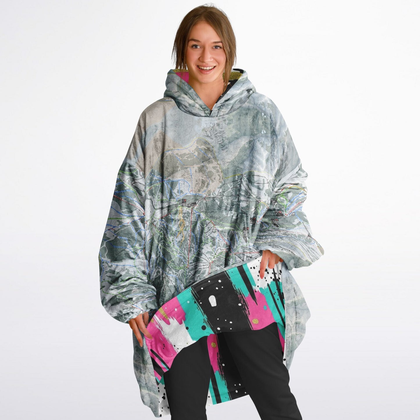 Powder Mountain, Utah Ski Resort Map Reversible Snug Hoodie