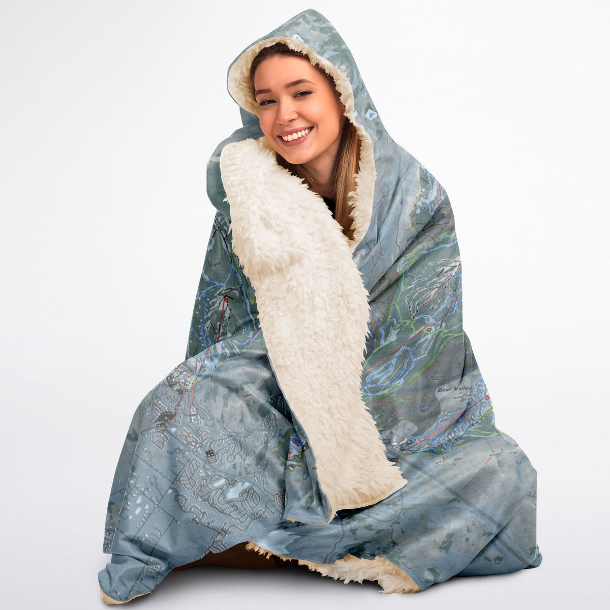 Wasatch Back, Utah Ski Trail Map - Adult Hooded Blanket