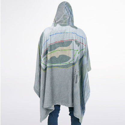 Beartown, New York Ski Resort Map Flannel Blanket Poncho