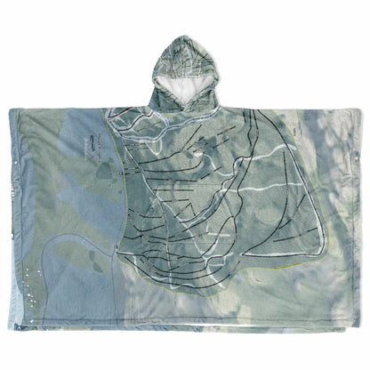 Mount Bohemia, Michigan Ski Resort Map Flannel Blanket Poncho