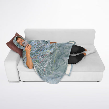 Snowmass, Colorado Ski Resort Map Flannel Blanket Poncho