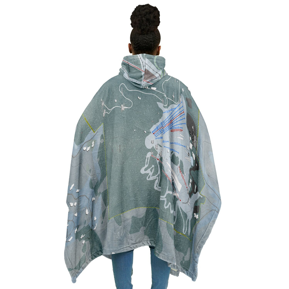 Utah Olympic Park, Utah Ski Resort Map Flannel Blanket Poncho