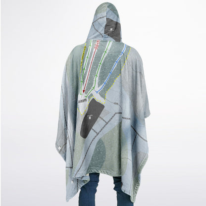 Emery Park, New York Ski Resort Map Flannel Blanket Poncho