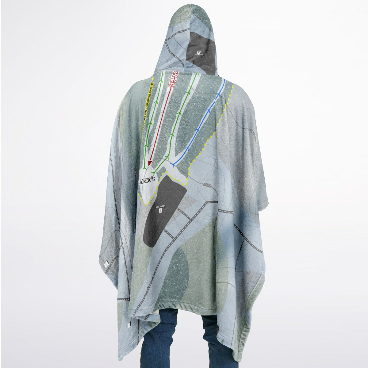 Emery Park, New York Ski Resort Map Flannel Blanket Poncho