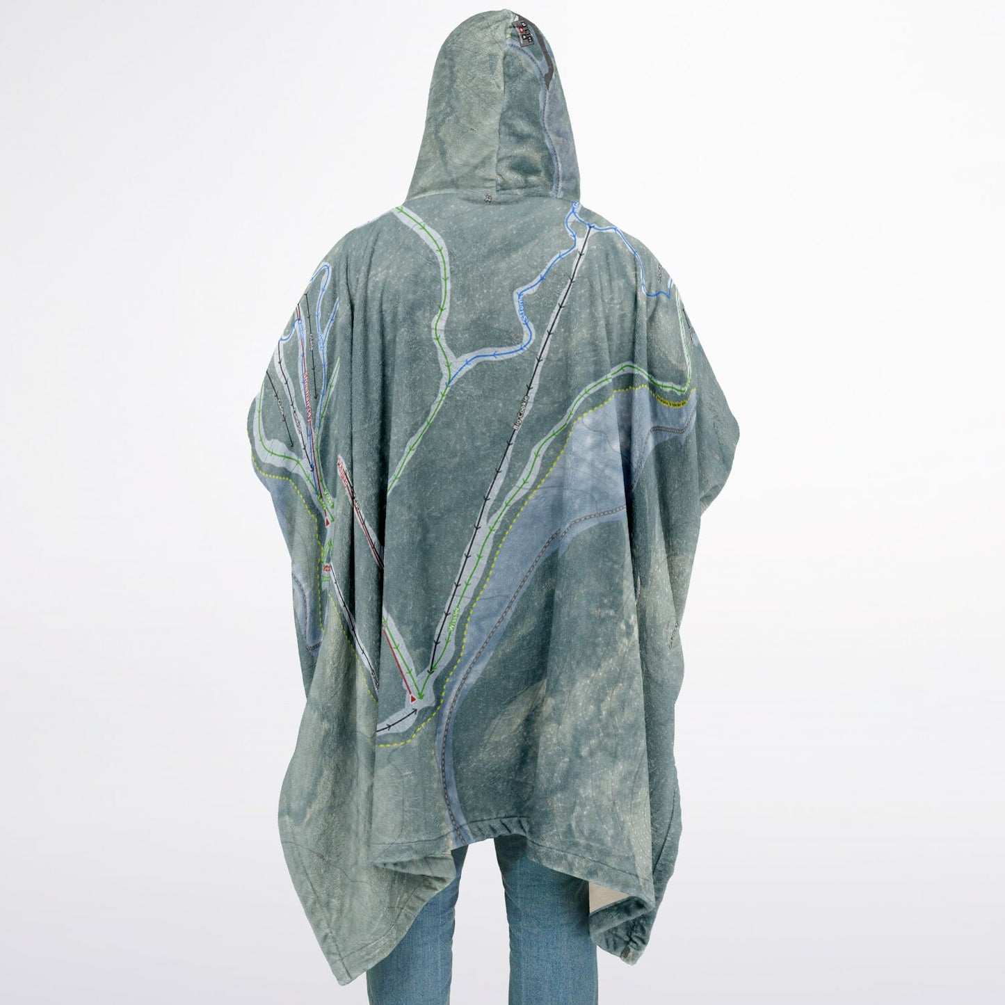 Middlebury Snow Bowl, Vermont Ski Resort Map Flannel Blanket Poncho