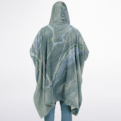 Middlebury Snow Bowl, Vermont Ski Resort Map Flannel Blanket Poncho
