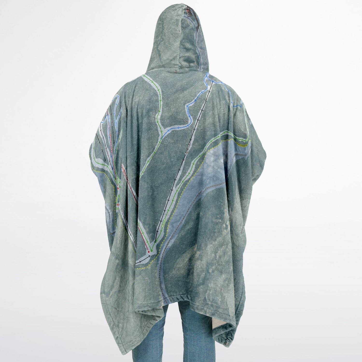 Middlebury Snow Bowl, Vermont Ski Resort Map Flannel Blanket Poncho