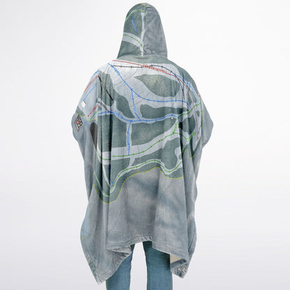 McCauley Mountain, New York Ski Resort Map Flannel Blanket Poncho