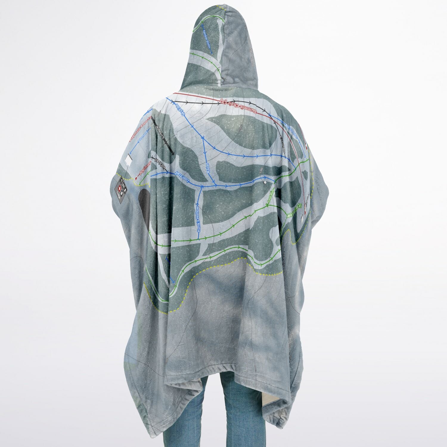 McCauley Mountain, New York Ski Resort Map Flannel Blanket Poncho