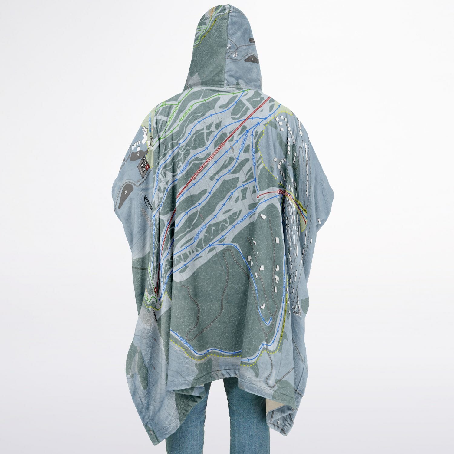 Granby Ranch, Colorado Ski Resort Map Flannel Blanket Poncho