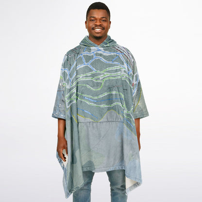 Black Mountain, New Hampshire Ski Resort Map Flannel Blanket Poncho