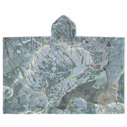 Little Cottonwood Canyon, Utah Ski Resort Map Flannel Blanket Poncho