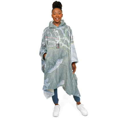 Mt Waterman, California Ski Resort Map Flannel Blanket Poncho