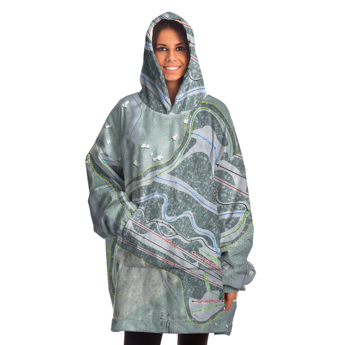 Otis Ridge, Massachusetts Ski Trail Map Snug Hoodie