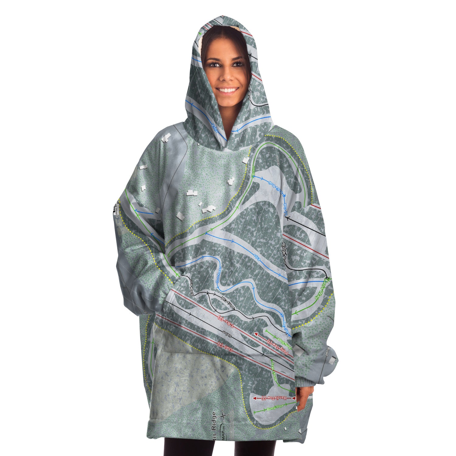 Otis Ridge, Massachusetts Ski Trail Map Snug Hoodie