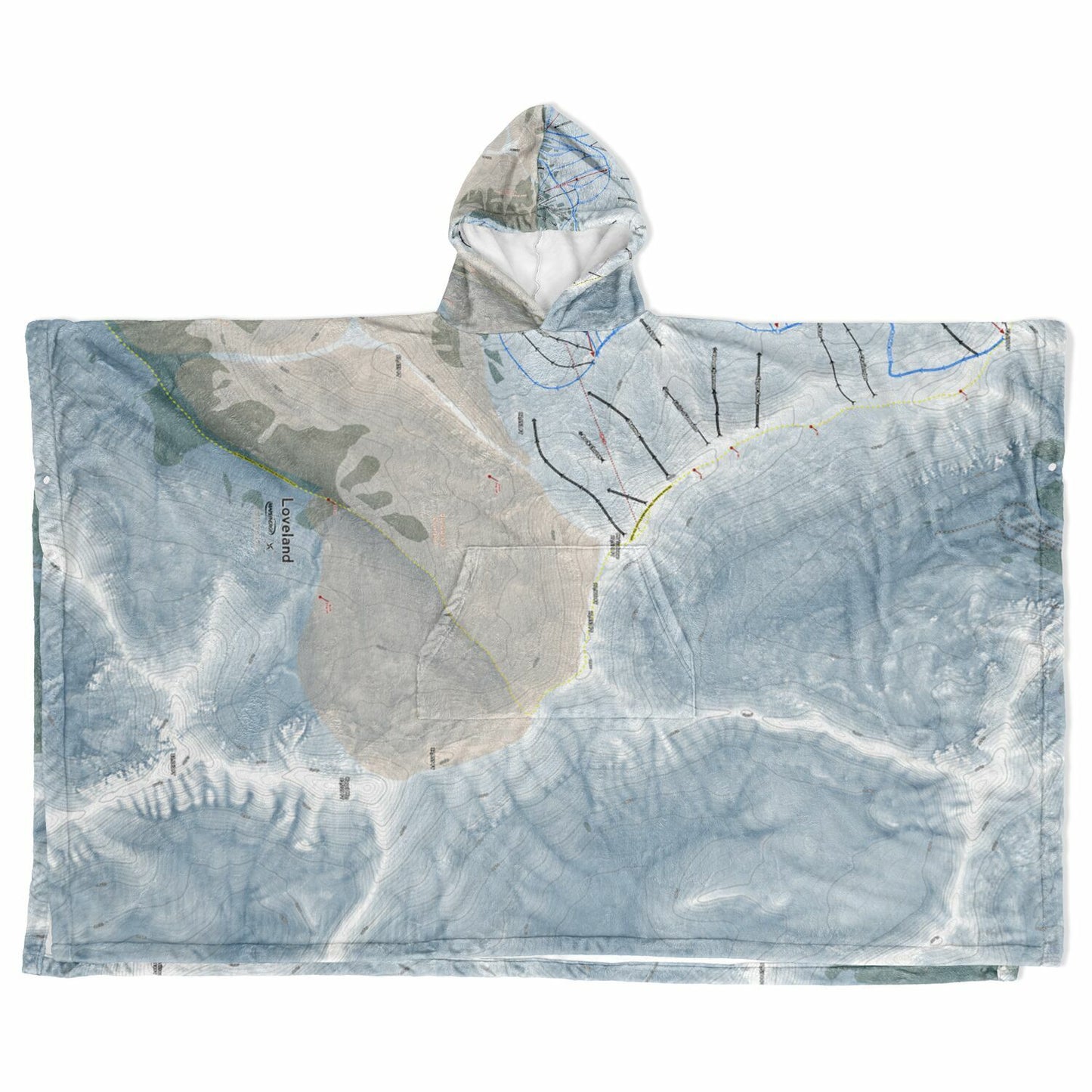 Loveland, Colorado Ski Resort Map Flannel Blanket Poncho