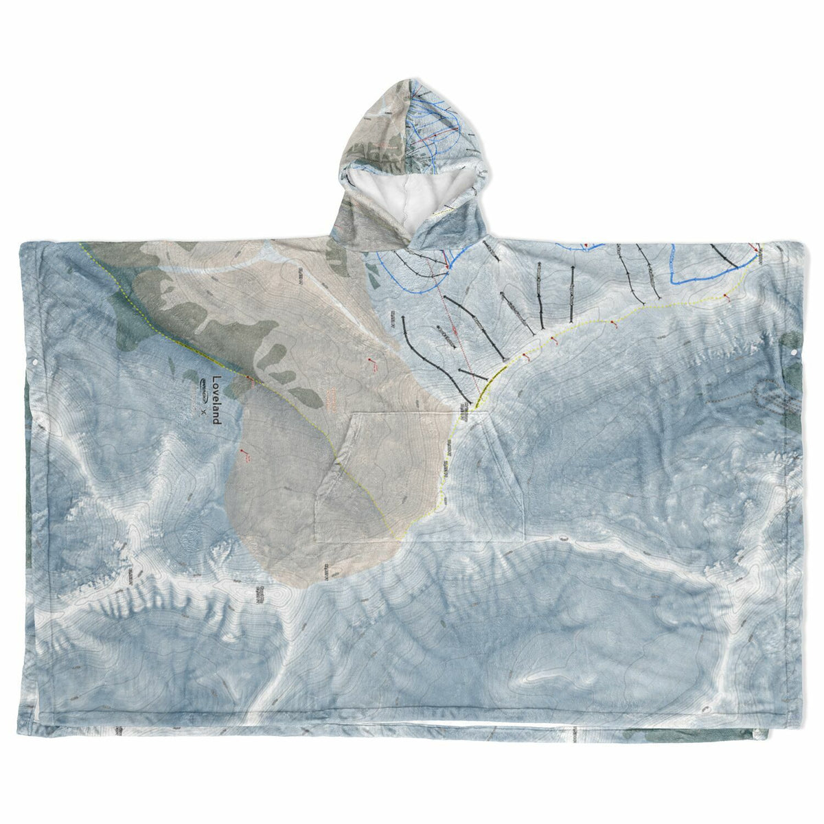 Loveland, Colorado Ski Resort Map Flannel Blanket Poncho