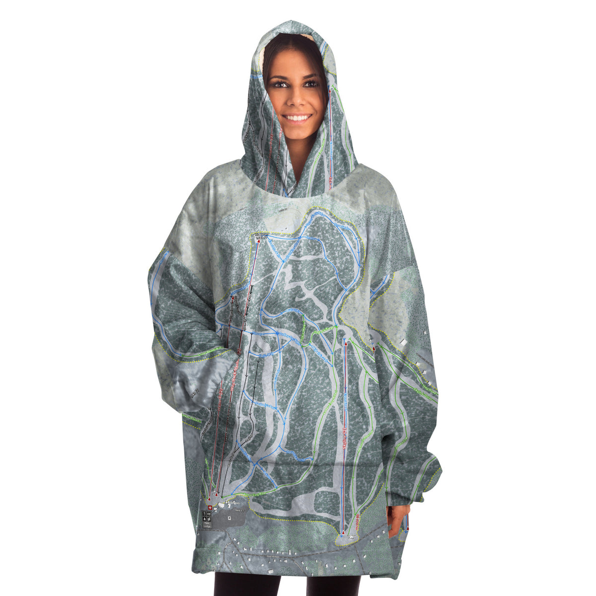 Mt Abram, Maine Ski Trail Map - Snug Hoodie