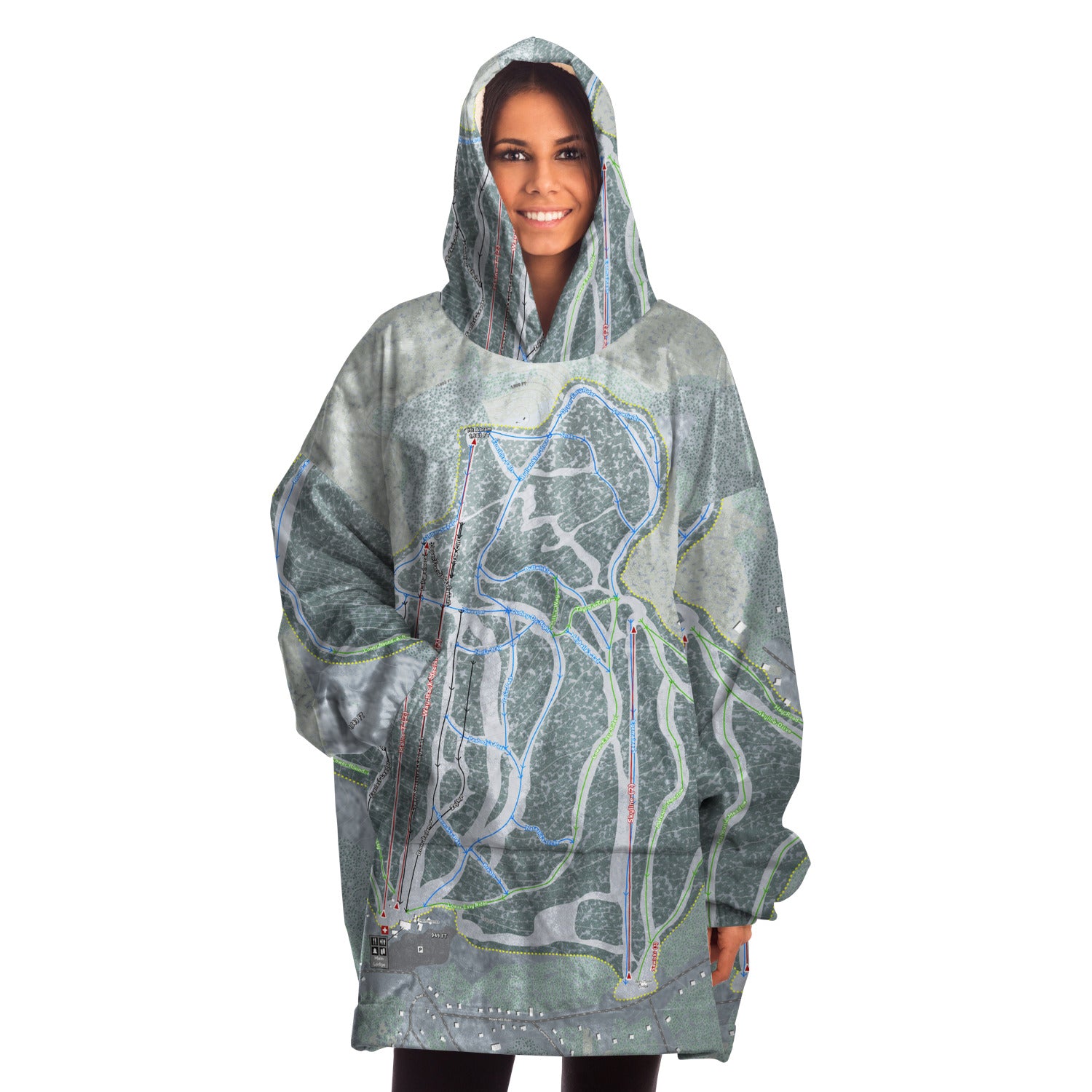 Mt Abram, Maine Ski Trail Map - Snug Hoodie