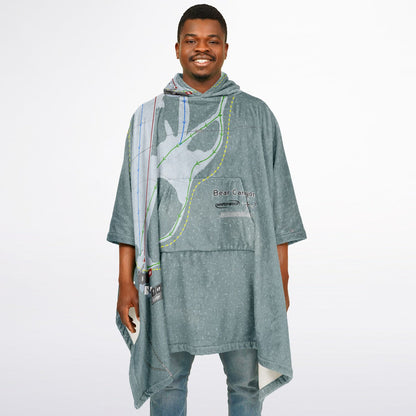 Bear Canyon, Montana Ski Resort Map Flannel Blanket Poncho