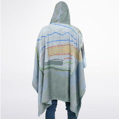 Hillberg, Alaska Ski Resort Map Flannel Blanket Poncho