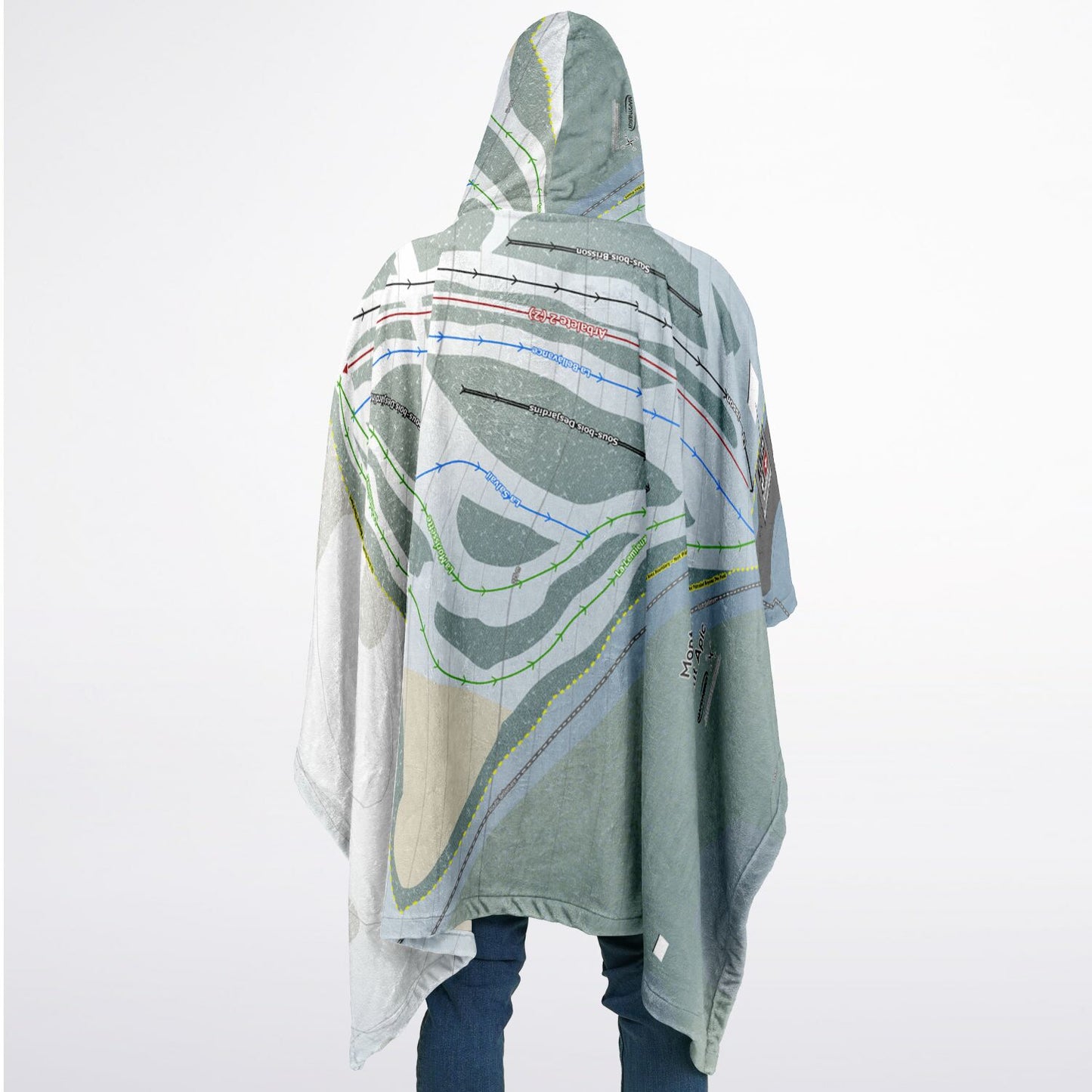 Mont Apic, Quebec Ski Resort Map Flannel Blanket Poncho