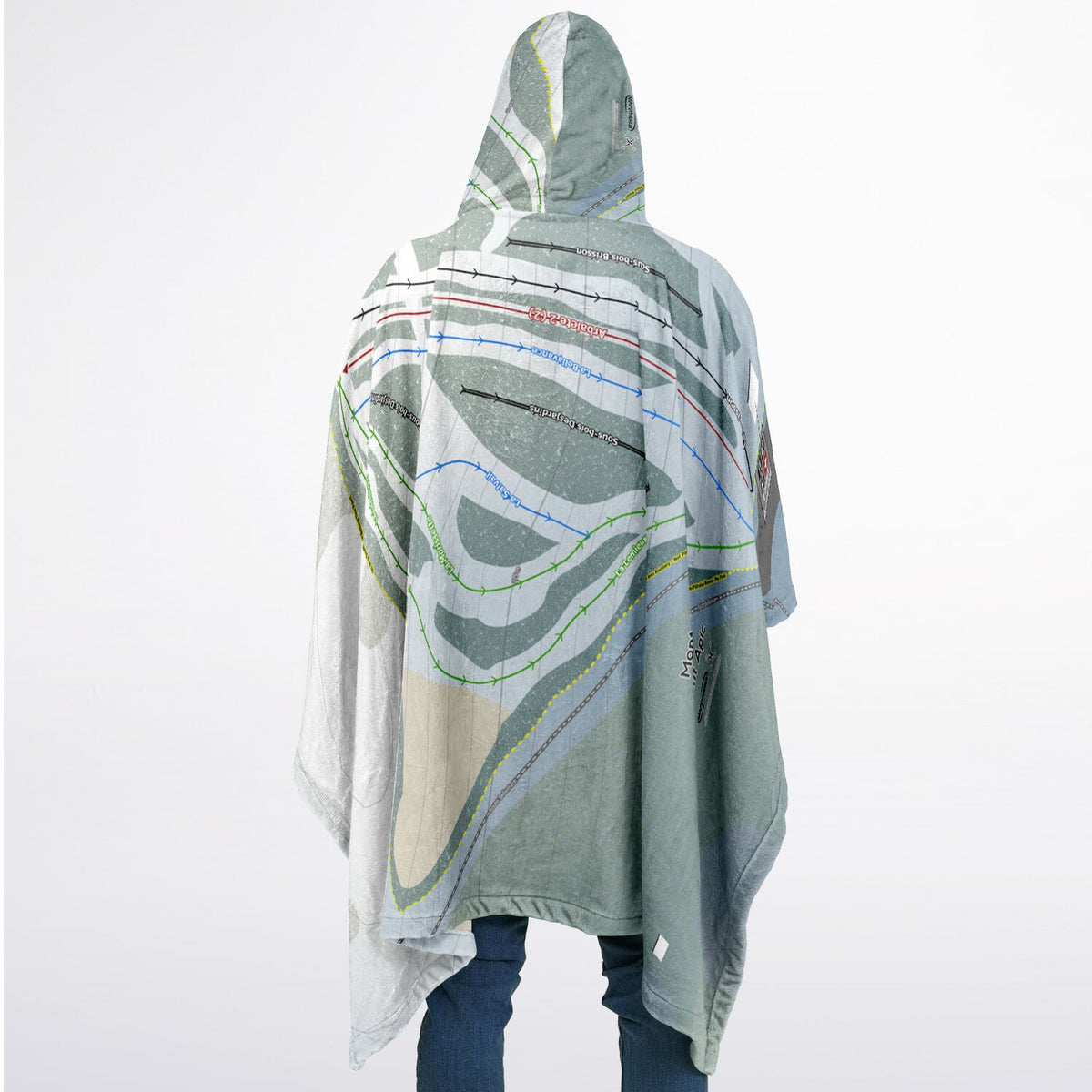 Mont Apic, Quebec Ski Resort Map Flannel Blanket Poncho